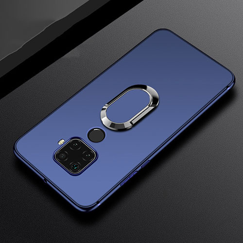 Ultra-thin Silicone Gel Soft Case Cover with Magnetic Finger Ring Stand A02 for Huawei Mate 30 Lite Blue