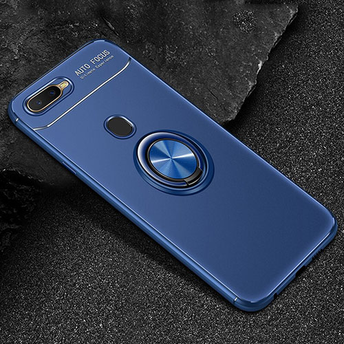 Ultra-thin Silicone Gel Soft Case Cover with Magnetic Finger Ring Stand A02 for Oppo AX7 Blue