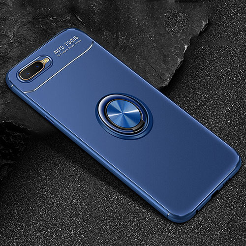 Ultra-thin Silicone Gel Soft Case Cover with Magnetic Finger Ring Stand A02 for Oppo RX17 Neo Blue