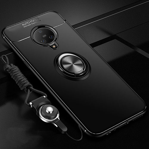Ultra-thin Silicone Gel Soft Case Cover with Magnetic Finger Ring Stand A02 for Vivo Nex 3 Black