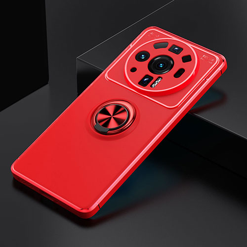 Ultra-thin Silicone Gel Soft Case Cover with Magnetic Finger Ring Stand A02 for Xiaomi Mi 12 Ultra 5G Red