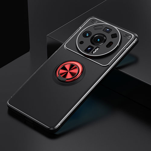 Ultra-thin Silicone Gel Soft Case Cover with Magnetic Finger Ring Stand A02 for Xiaomi Mi 12 Ultra 5G Red and Black