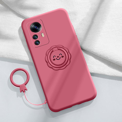 Ultra-thin Silicone Gel Soft Case Cover with Magnetic Finger Ring Stand A03 for Xiaomi Mi 12 Pro 5G Red