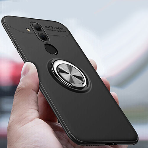 Ultra-thin Silicone Gel Soft Case Cover with Magnetic Finger Ring Stand A04 for Huawei Mate 20 Lite Black