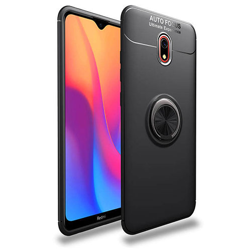 Ultra-thin Silicone Gel Soft Case Cover with Magnetic Finger Ring Stand A04 for Xiaomi Redmi 8A Black