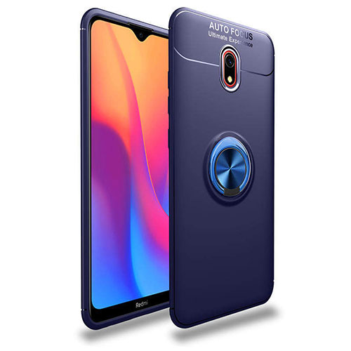 Ultra-thin Silicone Gel Soft Case Cover with Magnetic Finger Ring Stand A04 for Xiaomi Redmi 8A Blue