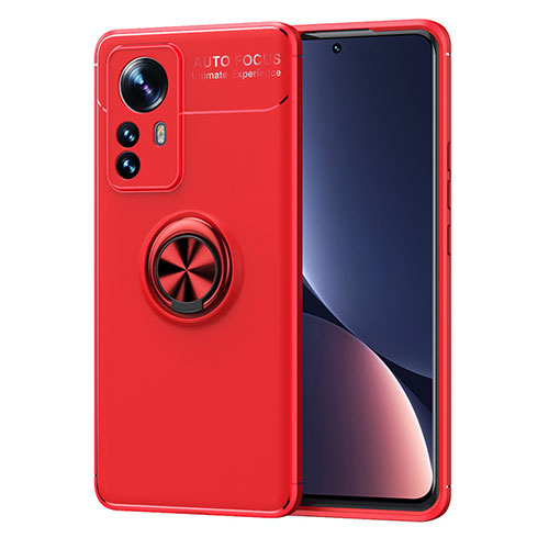Ultra-thin Silicone Gel Soft Case Cover with Magnetic Finger Ring Stand A05 for Xiaomi Mi 12 Pro 5G Red