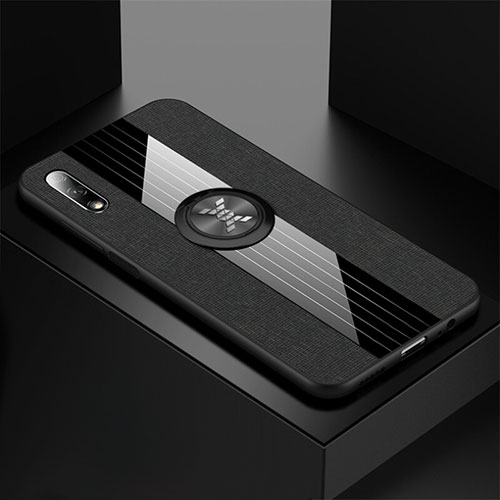 Ultra-thin Silicone Gel Soft Case Cover with Magnetic Finger Ring Stand for Huawei Honor 9X Black