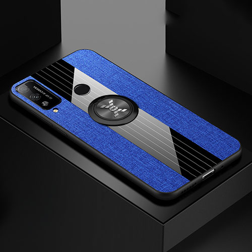 Ultra-thin Silicone Gel Soft Case Cover with Magnetic Finger Ring Stand for Huawei Honor Play4T Blue