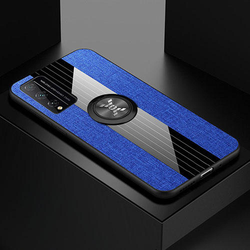 Ultra-thin Silicone Gel Soft Case Cover with Magnetic Finger Ring Stand for Huawei Honor Play4T Pro Blue
