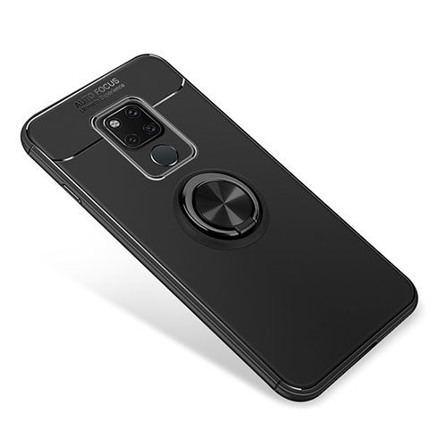 Ultra-thin Silicone Gel Soft Case Cover with Magnetic Finger Ring Stand for Huawei Mate 20 Black