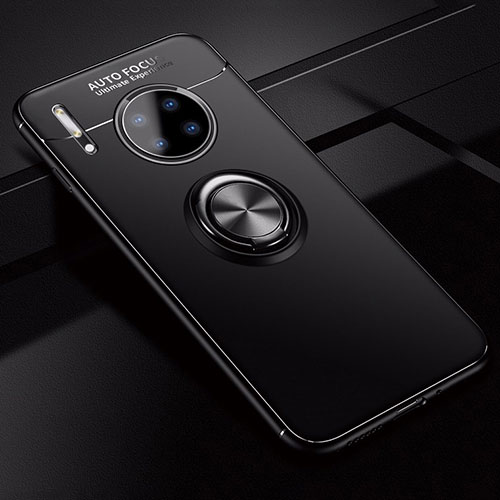 Ultra-thin Silicone Gel Soft Case Cover with Magnetic Finger Ring Stand for Huawei Mate 30 Pro Black