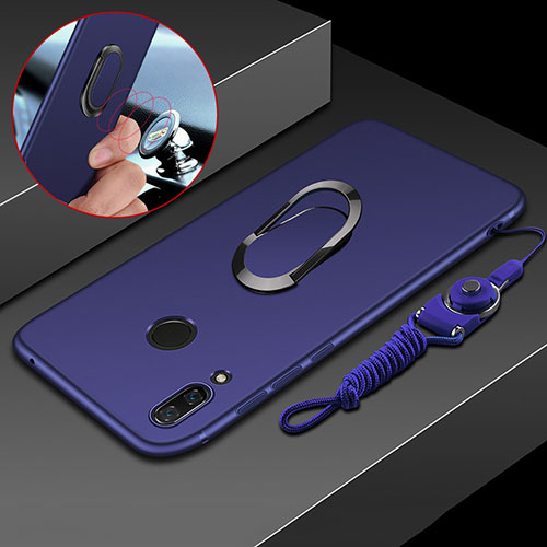 Ultra-thin Silicone Gel Soft Case Cover with Magnetic Finger Ring Stand for Huawei Nova 3i Blue