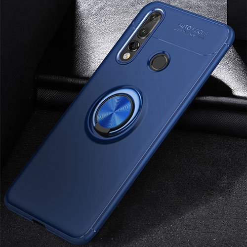 Ultra-thin Silicone Gel Soft Case Cover with Magnetic Finger Ring Stand for Huawei Nova 4e Blue