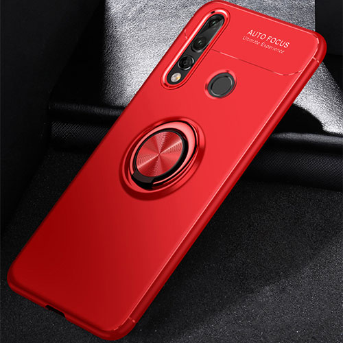 Ultra-thin Silicone Gel Soft Case Cover with Magnetic Finger Ring Stand for Huawei Nova 4e Red