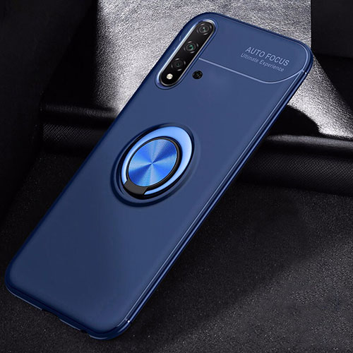 Ultra-thin Silicone Gel Soft Case Cover with Magnetic Finger Ring Stand for Huawei Nova 5 Blue