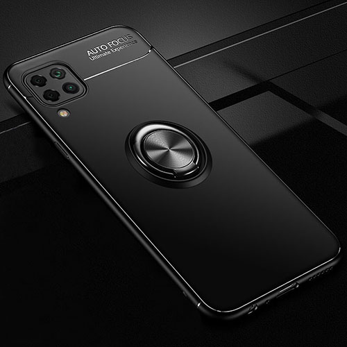 Ultra-thin Silicone Gel Soft Case Cover with Magnetic Finger Ring Stand for Huawei Nova 6 SE Black