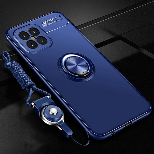 Ultra-thin Silicone Gel Soft Case Cover with Magnetic Finger Ring Stand for Huawei Nova 8 SE 5G Blue