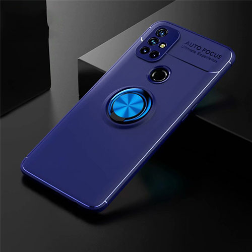 Ultra-thin Silicone Gel Soft Case Cover with Magnetic Finger Ring Stand for OnePlus Nord N10 5G Blue