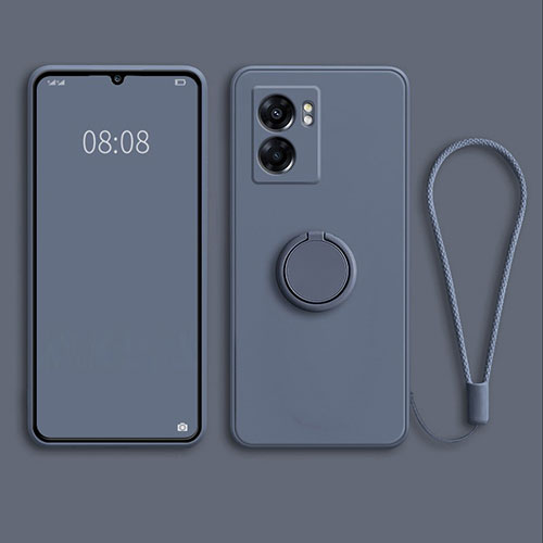 Ultra-thin Silicone Gel Soft Case Cover with Magnetic Finger Ring Stand for OnePlus Nord N300 5G Lavender Gray