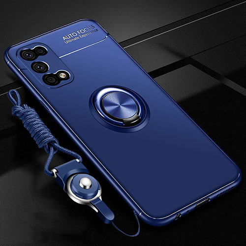 Ultra-thin Silicone Gel Soft Case Cover with Magnetic Finger Ring Stand for Realme V5 5G Blue