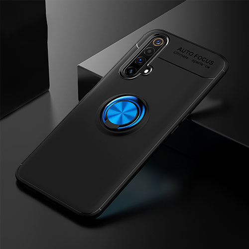 Ultra-thin Silicone Gel Soft Case Cover with Magnetic Finger Ring Stand for Realme X3 Blue and Black