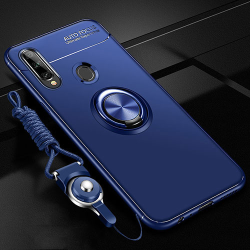 Ultra-thin Silicone Gel Soft Case Cover with Magnetic Finger Ring Stand for Samsung Galaxy A20s Blue