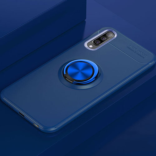 Ultra-thin Silicone Gel Soft Case Cover with Magnetic Finger Ring Stand for Samsung Galaxy A70 Blue