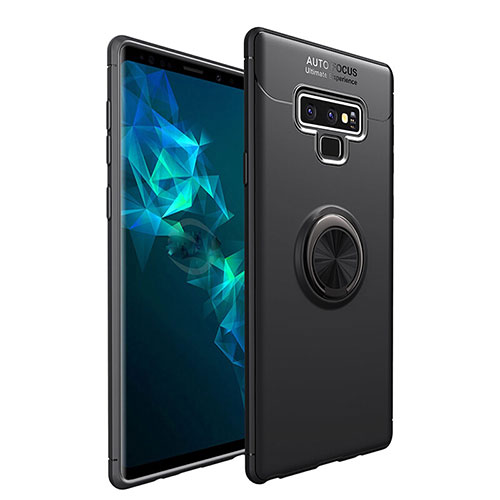 Ultra-thin Silicone Gel Soft Case Cover with Magnetic Finger Ring Stand for Samsung Galaxy Note 9 Black