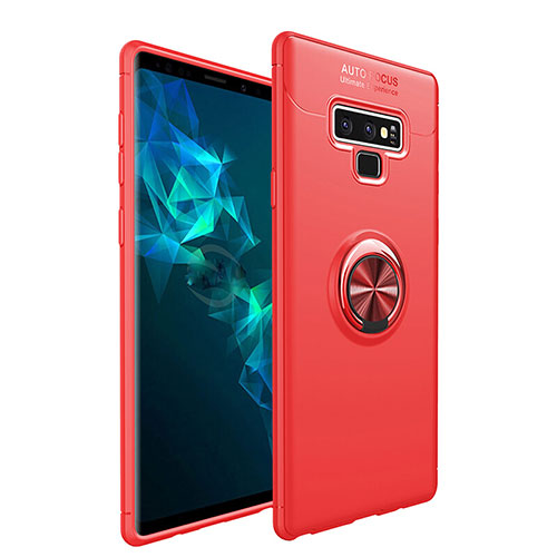 Ultra-thin Silicone Gel Soft Case Cover with Magnetic Finger Ring Stand for Samsung Galaxy Note 9 Red