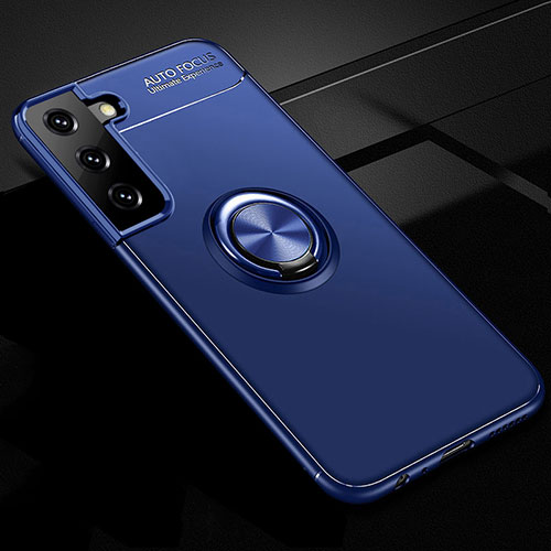 Ultra-thin Silicone Gel Soft Case Cover with Magnetic Finger Ring Stand for Samsung Galaxy S21 Plus 5G Blue