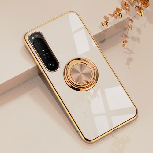 Ultra-thin Silicone Gel Soft Case Cover with Magnetic Finger Ring Stand for Sony Xperia 10 III White