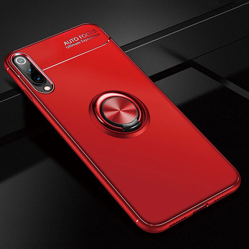 Ultra-thin Silicone Gel Soft Case Cover with Magnetic Finger Ring Stand for Xiaomi CC9e Red