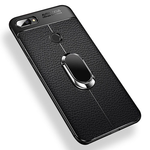 Ultra-thin Silicone Gel Soft Case Cover with Magnetic Finger Ring Stand for Xiaomi Mi 8 Lite Black
