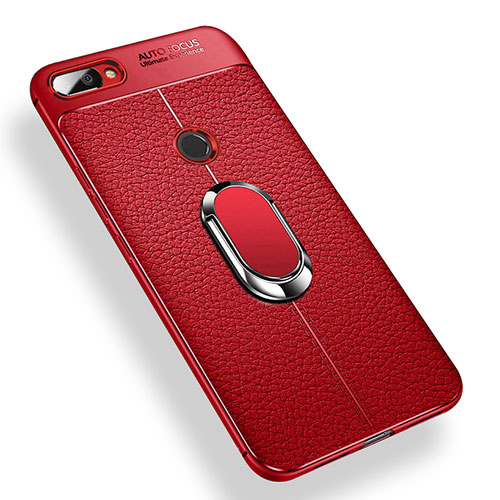 Ultra-thin Silicone Gel Soft Case Cover with Magnetic Finger Ring Stand for Xiaomi Mi 8 Lite Red