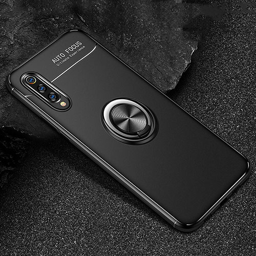 Ultra-thin Silicone Gel Soft Case Cover with Magnetic Finger Ring Stand for Xiaomi Mi 9 Black