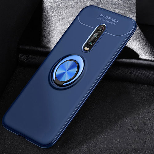 Ultra-thin Silicone Gel Soft Case Cover with Magnetic Finger Ring Stand for Xiaomi Mi 9T Pro Blue