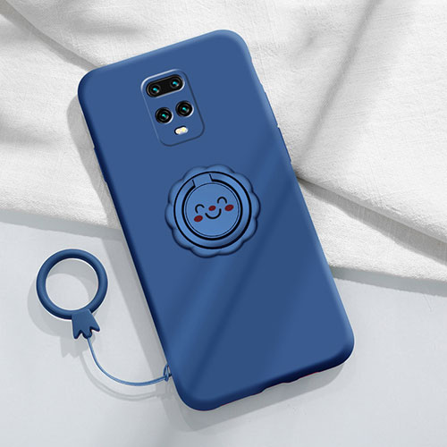 Ultra-thin Silicone Gel Soft Case Cover with Magnetic Finger Ring Stand for Xiaomi Redmi 10X Pro 5G Blue