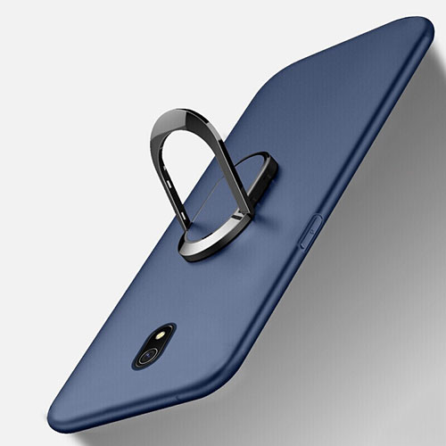 Ultra-thin Silicone Gel Soft Case Cover with Magnetic Finger Ring Stand for Xiaomi Redmi 8A Blue