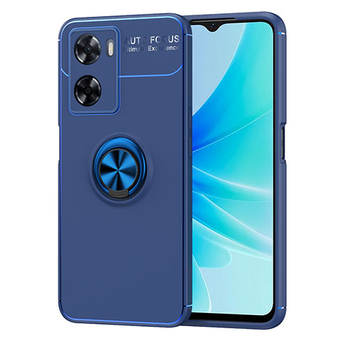 Ultra-thin Silicone Gel Soft Case Cover with Magnetic Finger Ring Stand JM1 for OnePlus Nord N20 SE Blue