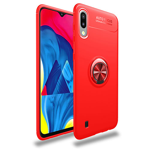 Ultra-thin Silicone Gel Soft Case Cover with Magnetic Finger Ring Stand JM1 for Samsung Galaxy M10 Red