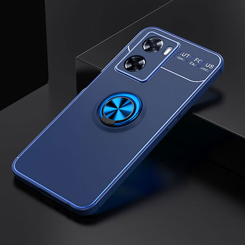 Ultra-thin Silicone Gel Soft Case Cover with Magnetic Finger Ring Stand JM2 for OnePlus Nord N20 SE Blue