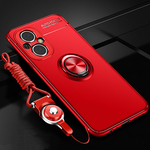 Ultra-thin Silicone Gel Soft Case Cover with Magnetic Finger Ring Stand JM3 for Oppo F21s Pro 5G Red