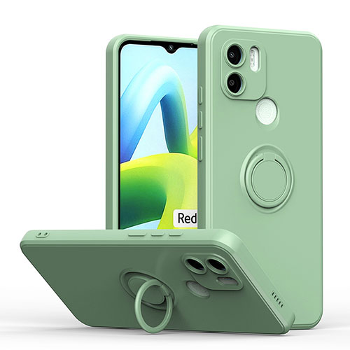 Ultra-thin Silicone Gel Soft Case Cover with Magnetic Finger Ring Stand QW1 for Xiaomi Redmi A2 Matcha Green