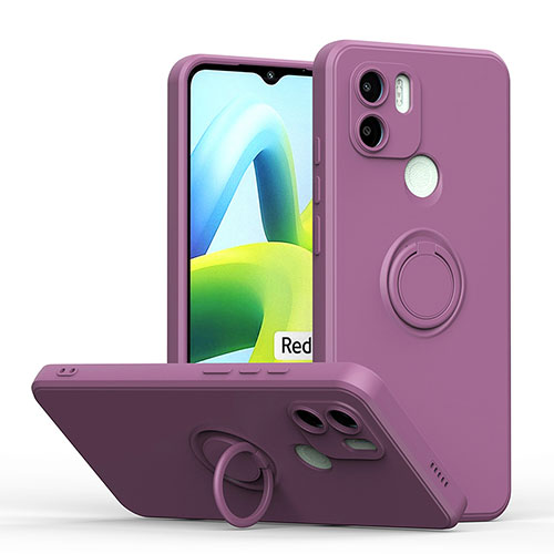 Ultra-thin Silicone Gel Soft Case Cover with Magnetic Finger Ring Stand QW1 for Xiaomi Redmi A2 Purple