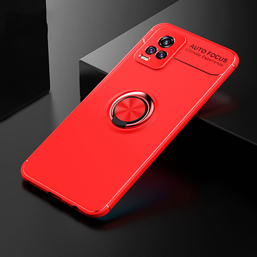 Ultra-thin Silicone Gel Soft Case Cover with Magnetic Finger Ring Stand SD1 for Vivo V20 Red