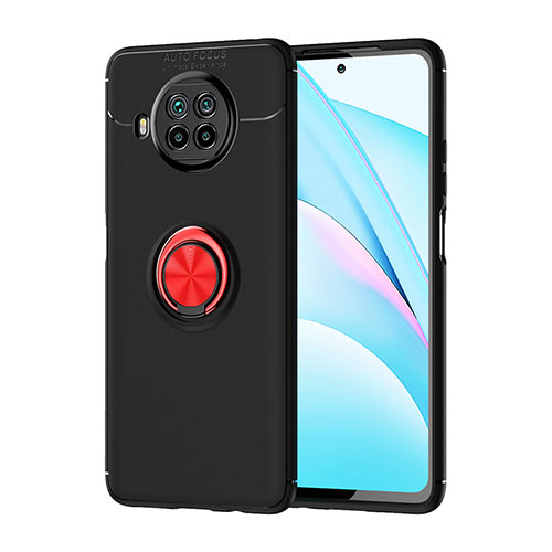Ultra-thin Silicone Gel Soft Case Cover with Magnetic Finger Ring Stand SD1 for Xiaomi Mi 10T Lite 5G Red and Black