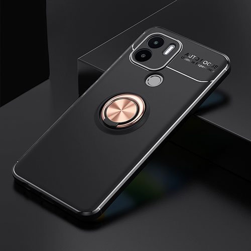 Ultra-thin Silicone Gel Soft Case Cover with Magnetic Finger Ring Stand SD1 for Xiaomi Redmi A1 Plus Gold and Black