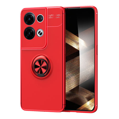 Ultra-thin Silicone Gel Soft Case Cover with Magnetic Finger Ring Stand SD1 for Xiaomi Redmi Note 13 5G Red