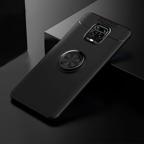 Ultra-thin Silicone Gel Soft Case Cover with Magnetic Finger Ring Stand SD1 for Xiaomi Redmi Note 9 Pro Max Black